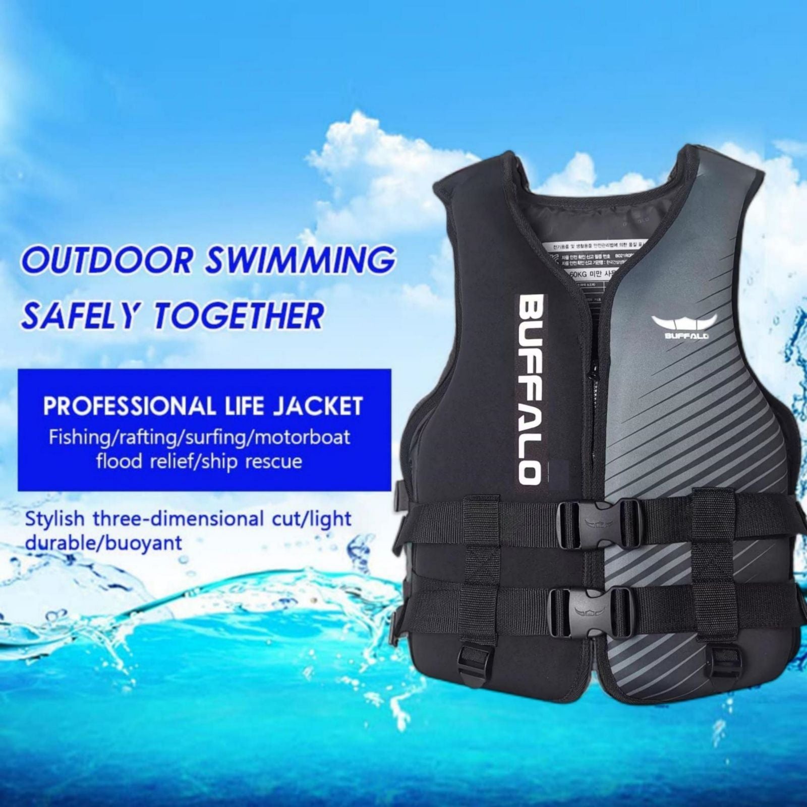 Life Jacket for Unisex Adjustable Safety Breathable Life Vest for Men Women