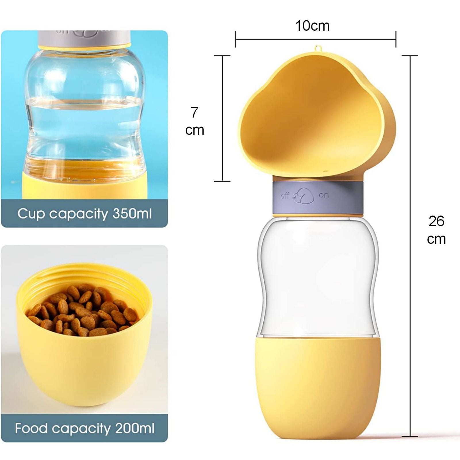 Portable Dog Water Bottle with Food Container Leak Proof Dog Travel Water Dispenser for Walking, Hiking and Travel