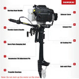 HANGKAI Outboard Motor 4 HP 4 Stroke 55CC Outboard Motor Fishing Boat Engine Air Cooling CDI System Durable Cast Aluminum Construction for Superior Corrosion Protection