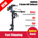 HANGKAI Outboard Motor 4 HP 4 Stroke 55CC Outboard Motor Fishing Boat Engine Air Cooling CDI System Durable Cast Aluminum Construction for Superior Corrosion Protection