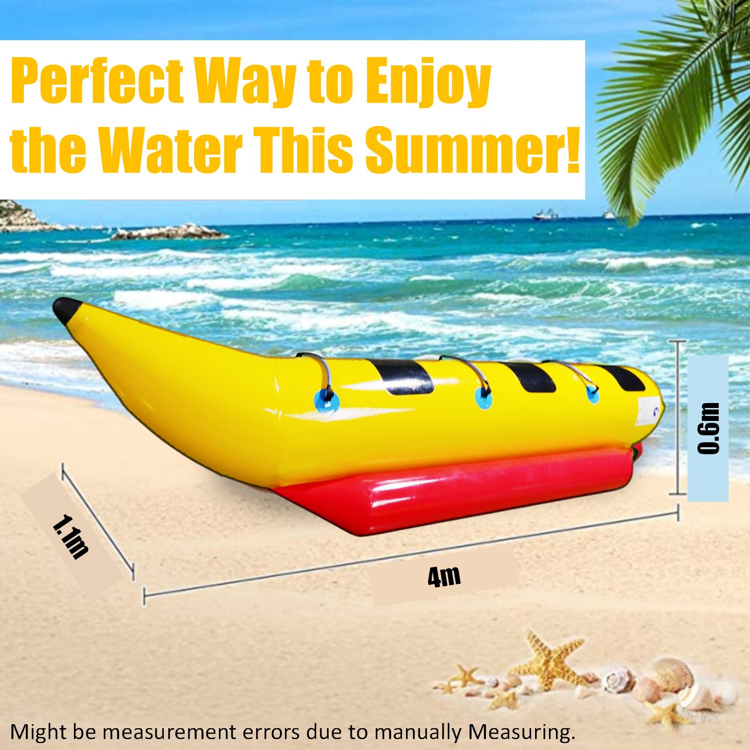 Long Inflatable Tubes 3-Person Inflatable Banana Boat Tube for Thrilling Water Snow Sports ...